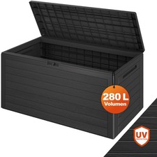 Coffre de rangement effet bois 120x46x57cm Couvercle rabattable Stockage jardin
