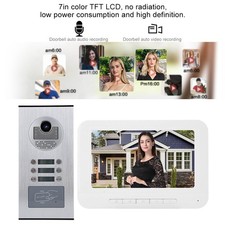 6 Apartments 7in 1000TVL HD Video Door Phone Intercom Doorbell Ir CUT Camera