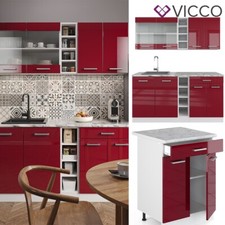 Kitchenette Cuisine intégrée R-Line blanc bordeaux rouge ultra-brillant Vicco