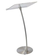 Clear Acrylic Podium Lecturn Curved Slim Profile 40" H 