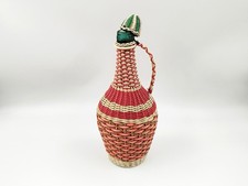 Bouteille scoubidou Viresa bouteille ancienne blanc rouge vert Hauteur 36 cm