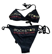 Rockstar Energy Drink Black String Bikini Size Large Star Logo Rock Star Rare
