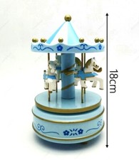 X Mobile Musical Carrousel En Plastique Chevaux Bleus