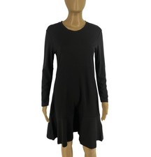 Gant Femme Robe Noire À Col Rond Avec Détails Volants À Manches Longues Taille M