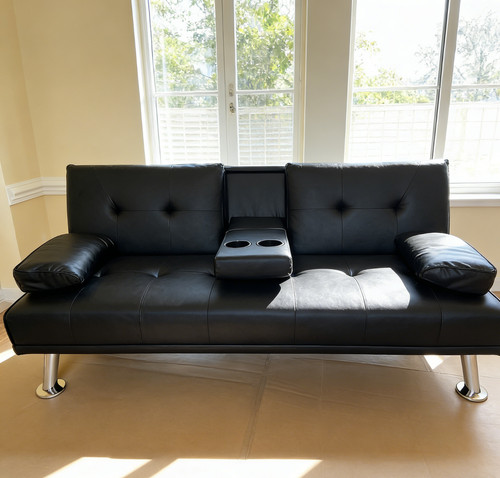 New modern faux leather futon - new,