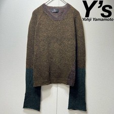 Y’s Yohji Yamamoto Wool docking deformed design knit sweater Japan