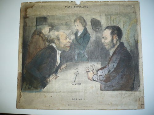 Gravure 19ème jeux domino - gravure,