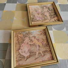 2x French antique framed tapestry vintage French frame made in France 