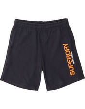 SUPERDRY Mens Graphic Sport Shorts Medium Navy Blue Cotton BK07