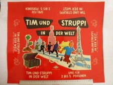 1970- HERGE-Affichette vernie TINTIN dans le monde -Jeu Noël Montbrison-Neuf