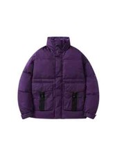 Blouson D'Aviateur Duvet Sintetique Mode Homme Violet Court Poches à Capuche