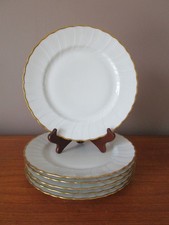 6 ASSIETTES PLATES 24,5 CM LIMOGES B&C BERNARDAUD LISERE DORE MODELE "VERLAINE"