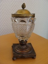 Moutardier ancien en verre et
