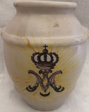 PETIT POT APOTHICAIRE PHARMACIE DERUTA FAÏENCE BLANCHE M COURONNÉ