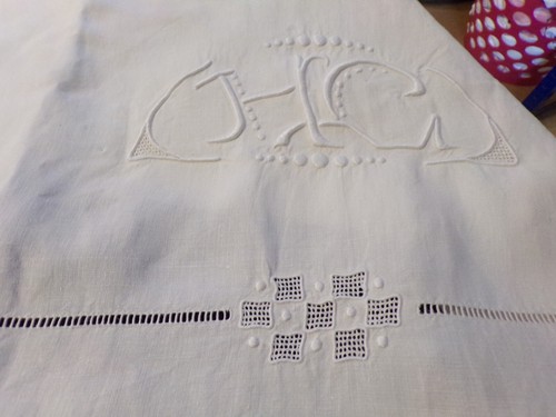 Draps lin monogramme - monogramme, c