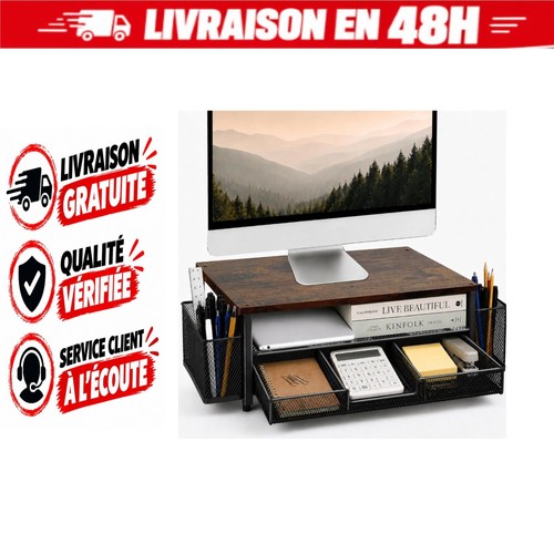 Support moniteur bureau bois - support,