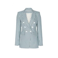 Veronica Beard Sz 6 Moroso Bleu Payé Double Boutonnage Dickey Blazer