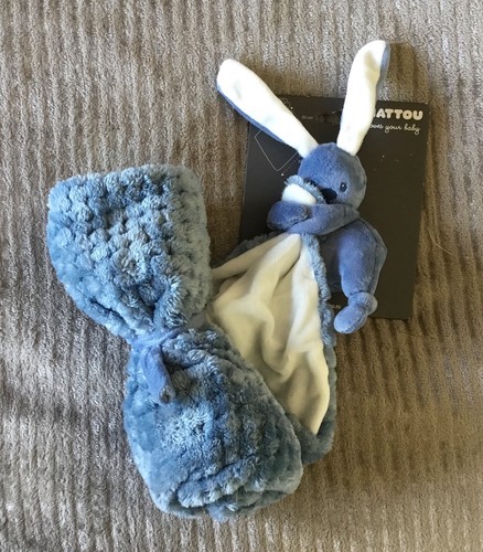 Doudou lapin couverture bleu - lapin,