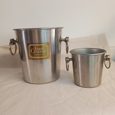 ?Duo Champagne Bucket and Ice Cube in Silver Metal Stainless. Jean Couzon 