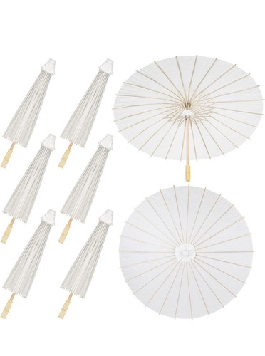 White parasols with wooden - parasols,