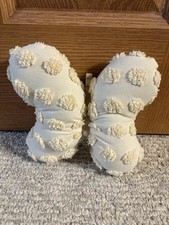 Handmade Antique Chenille Bedspread Yellow Dots Butterfly Baby Child Room Decor