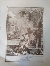OLD BEAUTIFUL ENGRAVING of J M WOMAN AT THE FOUNTAIN 18 centuries A PURE WAVE