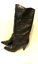 Bottes En Cuir Souple Noir- Made In Italy- Taille 41