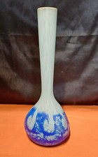 soliflore marble glass paste vase in the blues signed DELCY