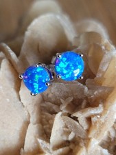 boucles d'oreilles Opale Bleue Pailleté 