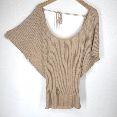 Bebe metallic gold ribbed knit - ribbed,