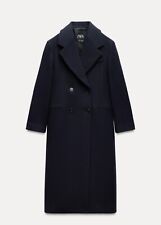ZARA DOUBLE-BREASTED WOOL BLEND COAT ZW NAVY BLUE FW24/25 SIZES XS-XXL 2018/726