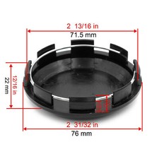 4pcs 76mm /71.5mm Wheel Center Hub Cap K77 Black With Steel Ring Universal