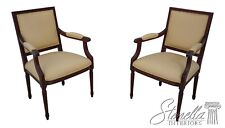 60771EC: Pair French Louis XVI Style Fauteuil Upholstered Armchairs