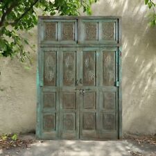 Antique Carved Double Hinged Doors & Frame Rustic Veranda Teak Exterior Door 98
