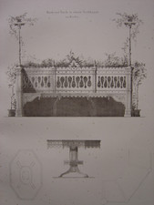 Lithograph Bench and Garden