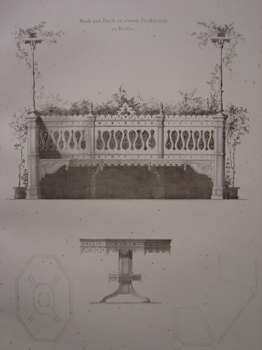 Lithograph bench and garden - lithograph,
