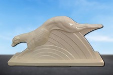 Art Deco Antique Greyhound Dog Figurine Signed Lemanceau St Clement France 1930s