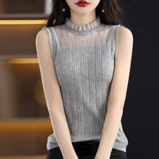 Femmes Solide Tricoté Gilet