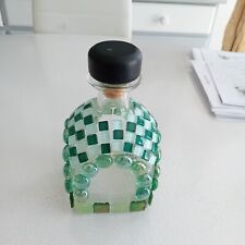 VINTAGE EMBOSSED GLASS BLACK WHISKEY CARAFE AND CAP