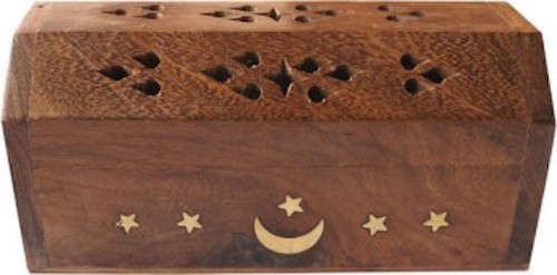 Porte encens coffre bois - ,