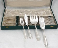 Ercuis Toledo, Art Deco, 26 Piece Fish Housewife, Silver Metal.