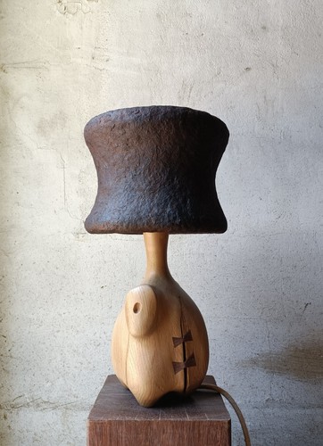 Lampe bois massif - massif, sculptée