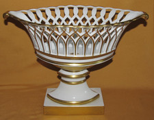 Beautiful Limoges Porcelain Openwork Stand Fruit Cup Gold Decor Handmade