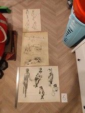 Lot de dessins d’étude modernes – Croquis figuratifs au trait encre, art contemp
