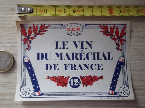 étiquette vin vers 1943 - étiquette,