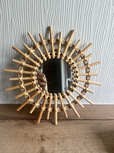 Miroir soleil rotin mesure - soleil, en
