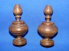 Antique Pair of Wooden Florets, Solid Oak - Hand Turned - No. 6