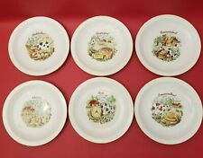 Set of 6 Illustrated Cheese Plates - Bareuther Porcelain