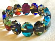 🌟BRACELET  sur double  élastique . Perles ovales verre Murano   🌟