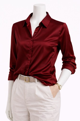 Chemise femme satiné rouge - femme,